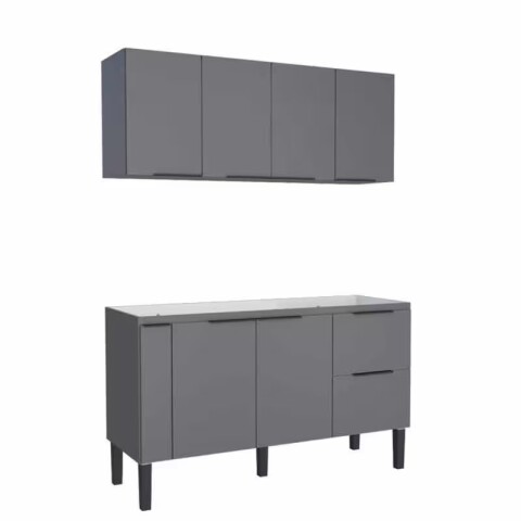 Mueble de cocina bajo mesada gris y aéreo 150 cm Cisne Mueble De Cocina Bajo Mesada Gris Y Aéreo 150 Cm Cisne