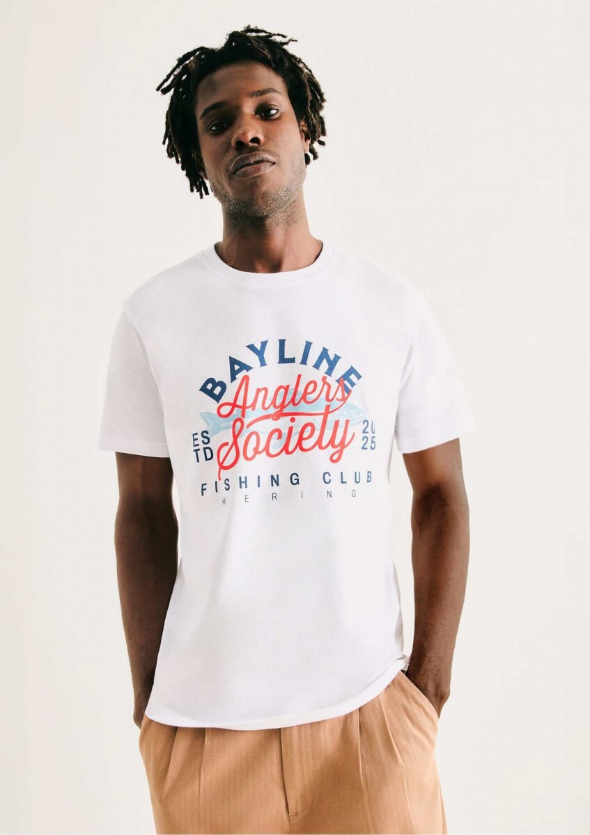 CAMISETA CON ESTAMPA MODELO REGULAR - BLANCO 