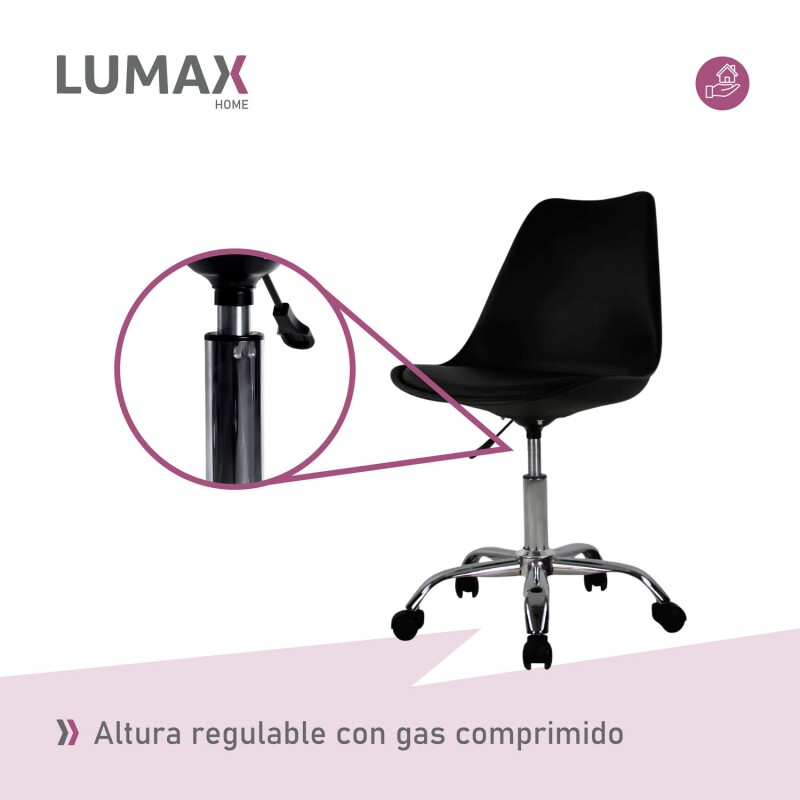 Silla Eames Lumax Para Oficina Con Ruedas Y Altura Ajustable Diseño Ergonómico Negro