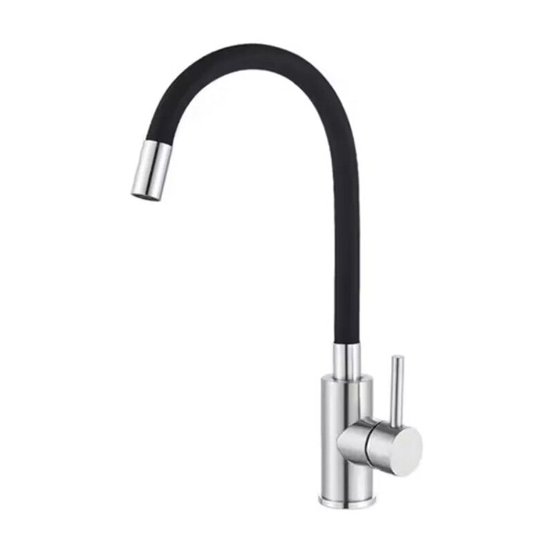 Monocomando flexible para mesada de cocina GRIS Y NEGRO