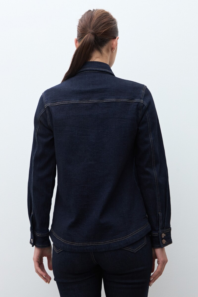 Camisa de jean azul oscuro