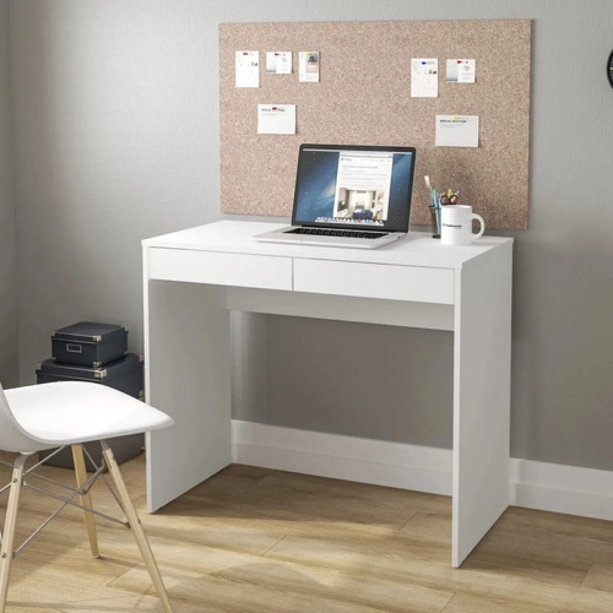 Escritorio Mesa Pc 120Cm 2 Cajones Home Office - Blanco 1 
