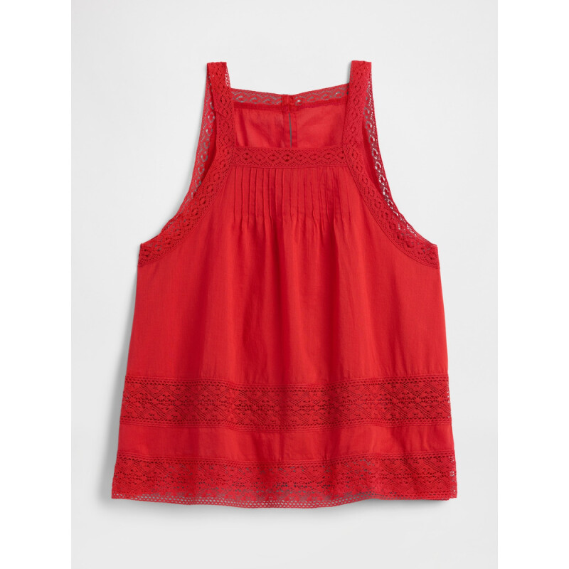 V-LACE TRIM HALTER TOP TOMATO SAUCE