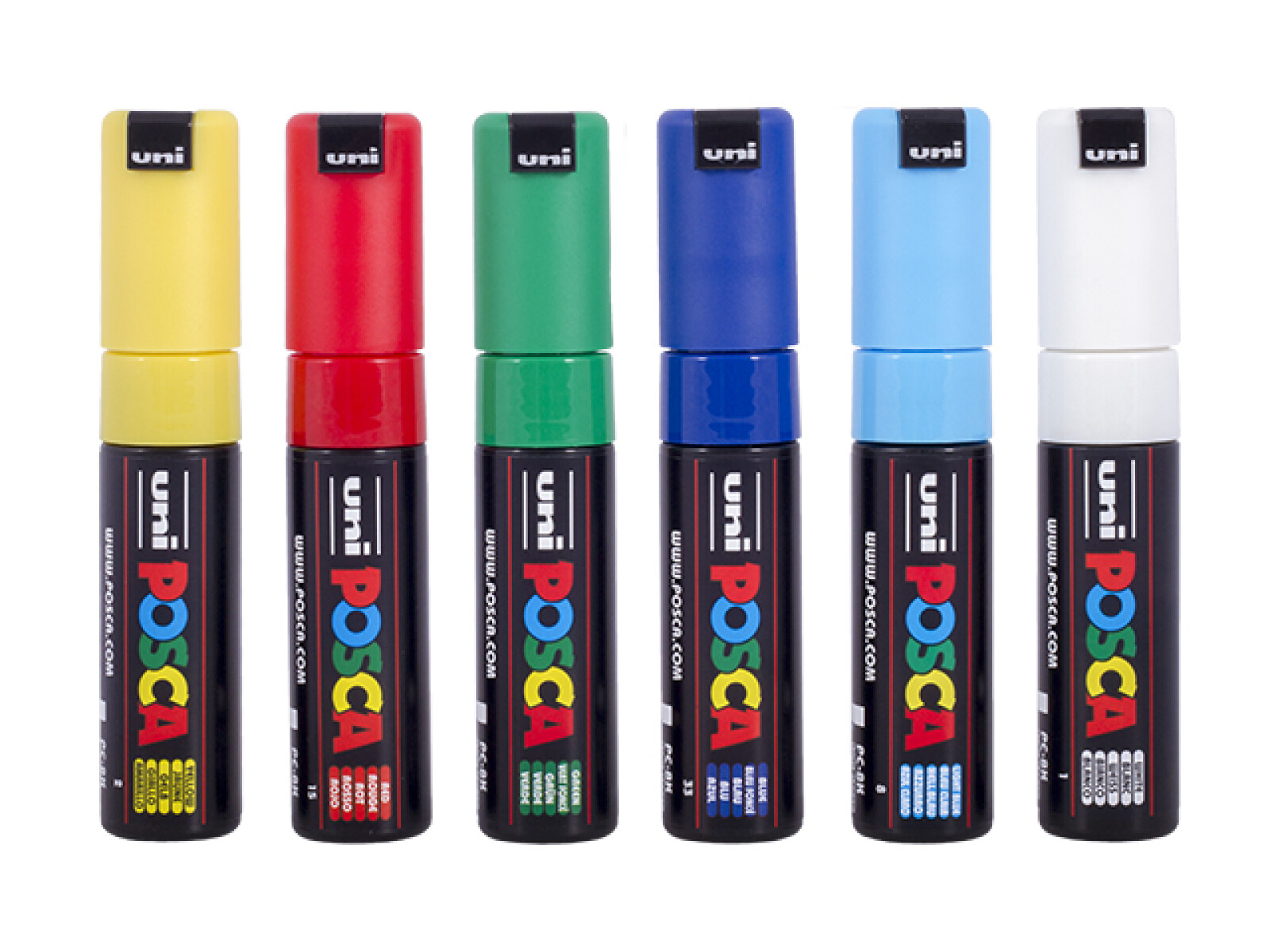 Marcador Uni Posca punta biselada PC-8K colores fuertes 