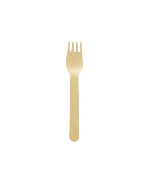 Tenedor descartable de madera 158 mm - 100 unidades Tenedor descartable de madera 158 mm - 100 unidades