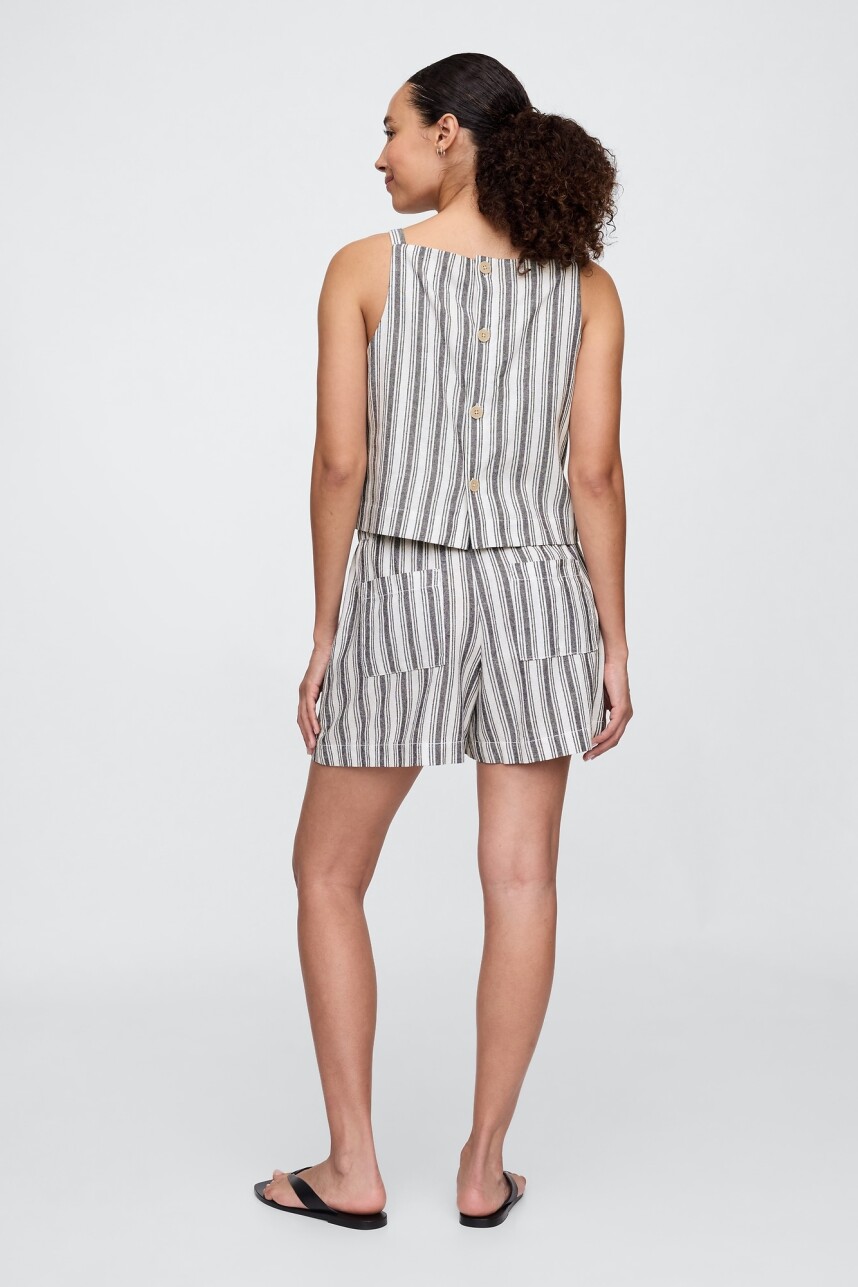 Short De Lino A Rayas Mujer Blue White Stripe