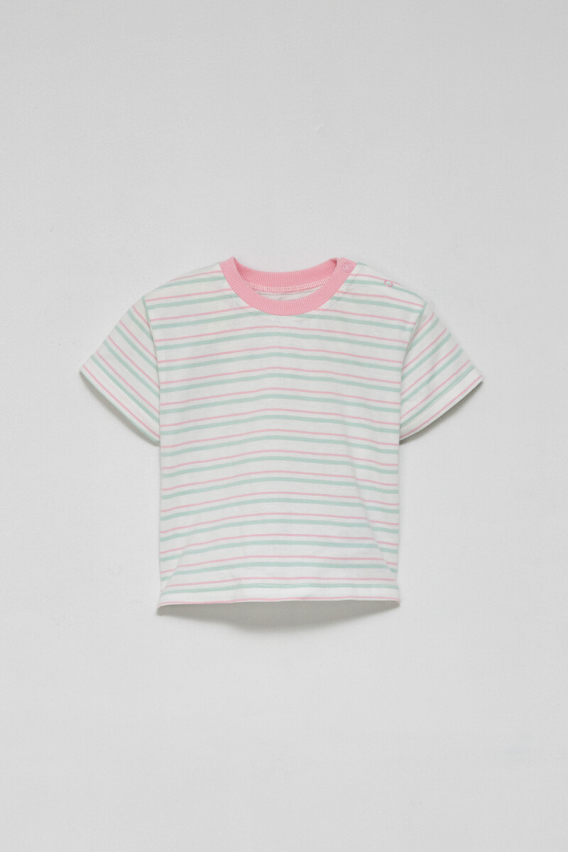 Camiseta manga corta Rayada - Verde