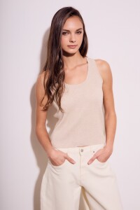 Top Lurex Beige Melange