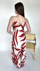 Vestido Zayra Estampado Rojo con Blanco