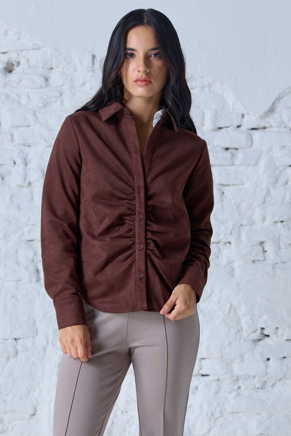 Camisa Suede Frunce MARRON