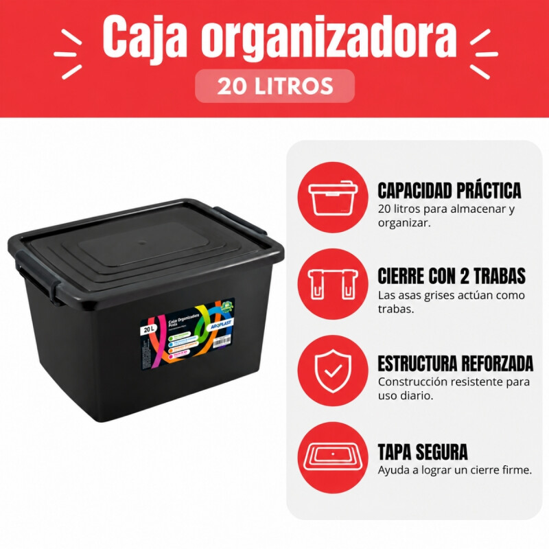 Caja organizadora 20lts NEGRO