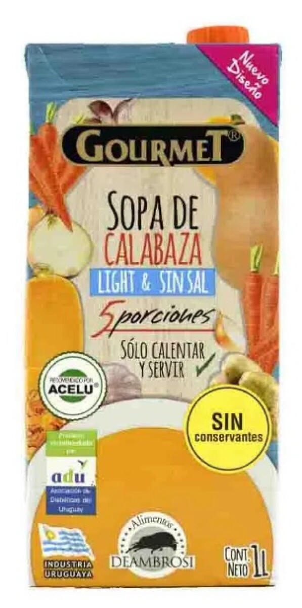 SOPA GOURMET CALABAZA LIGHT SIN SAL 1 LT 