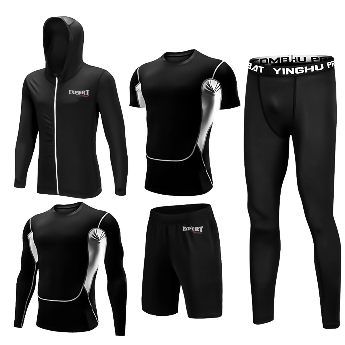 Conjunto Deportivo Termico X6 Psc Remera Calza Short - Negro 