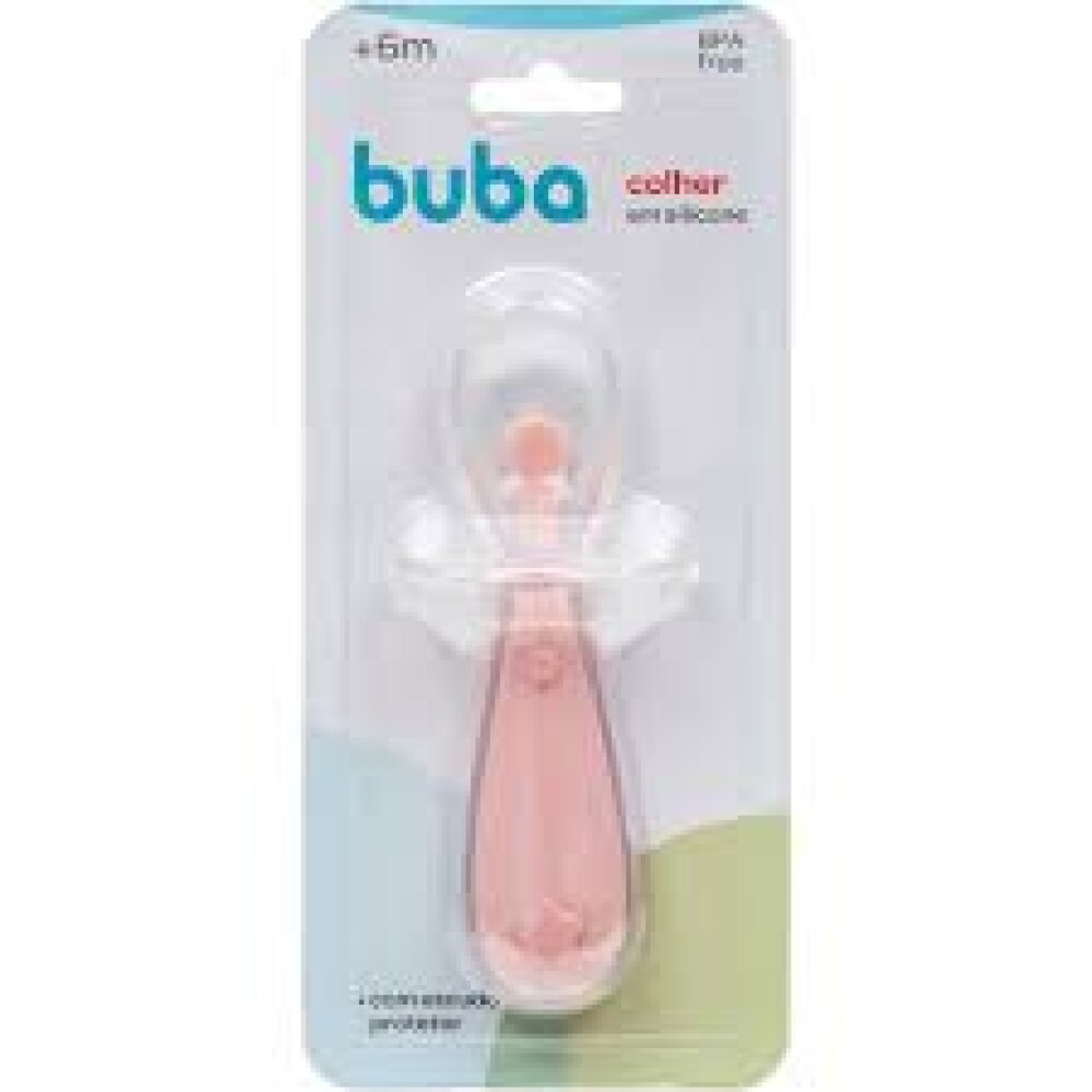 Cuchara silicona con TOPE buba rosa