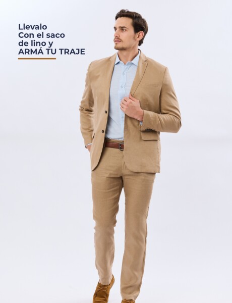 PANTALON DE LINO CLÁSICO Tostado