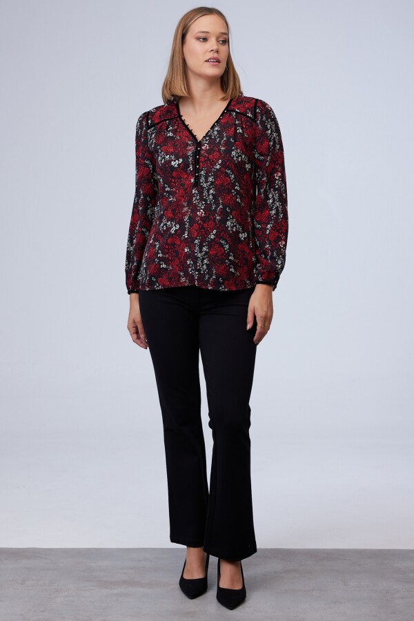 Blusa Ribete Terciopelo NEGRO/MULTI