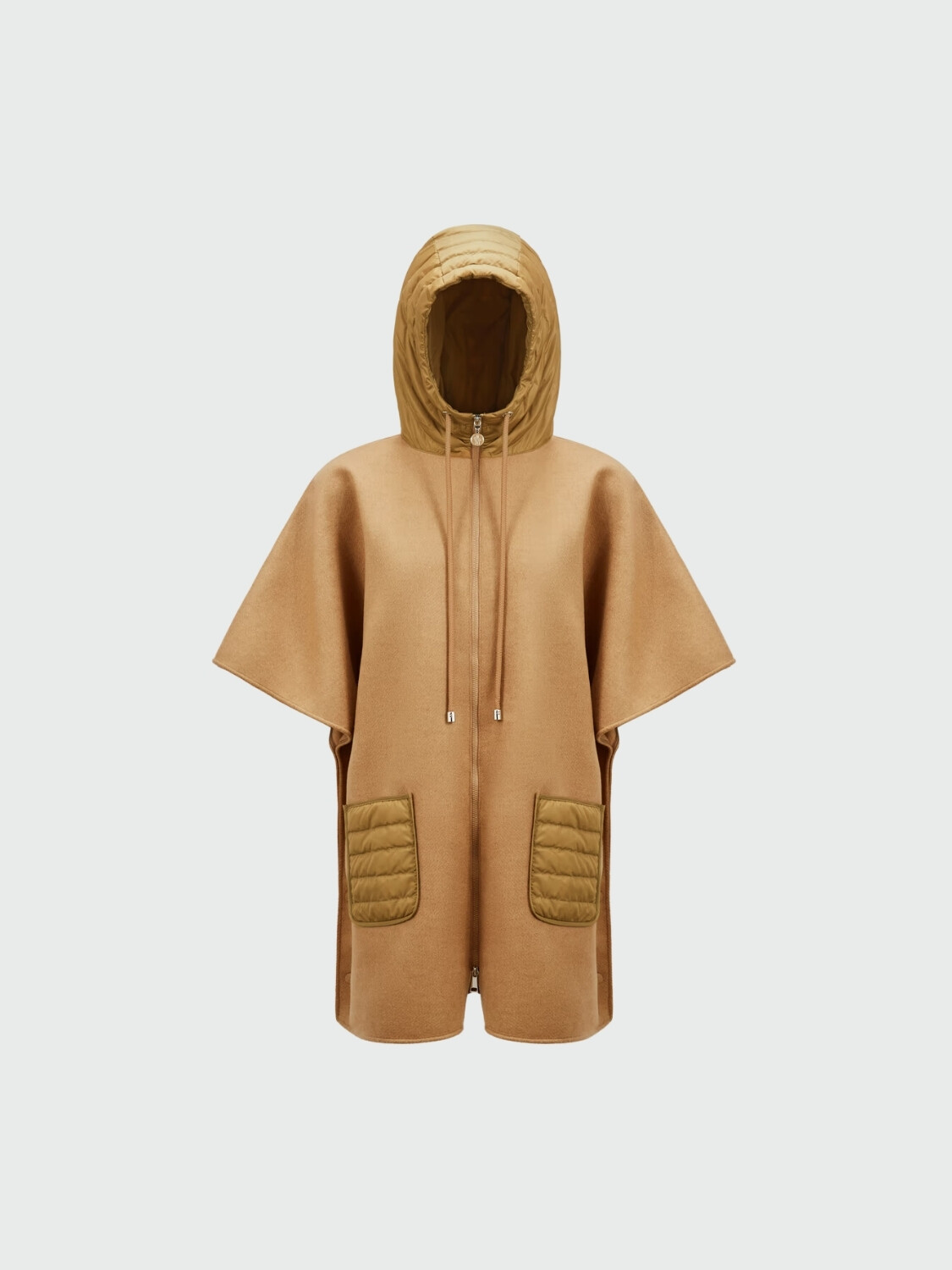 Moncler - Capa de plumón de lana con capucha Beige