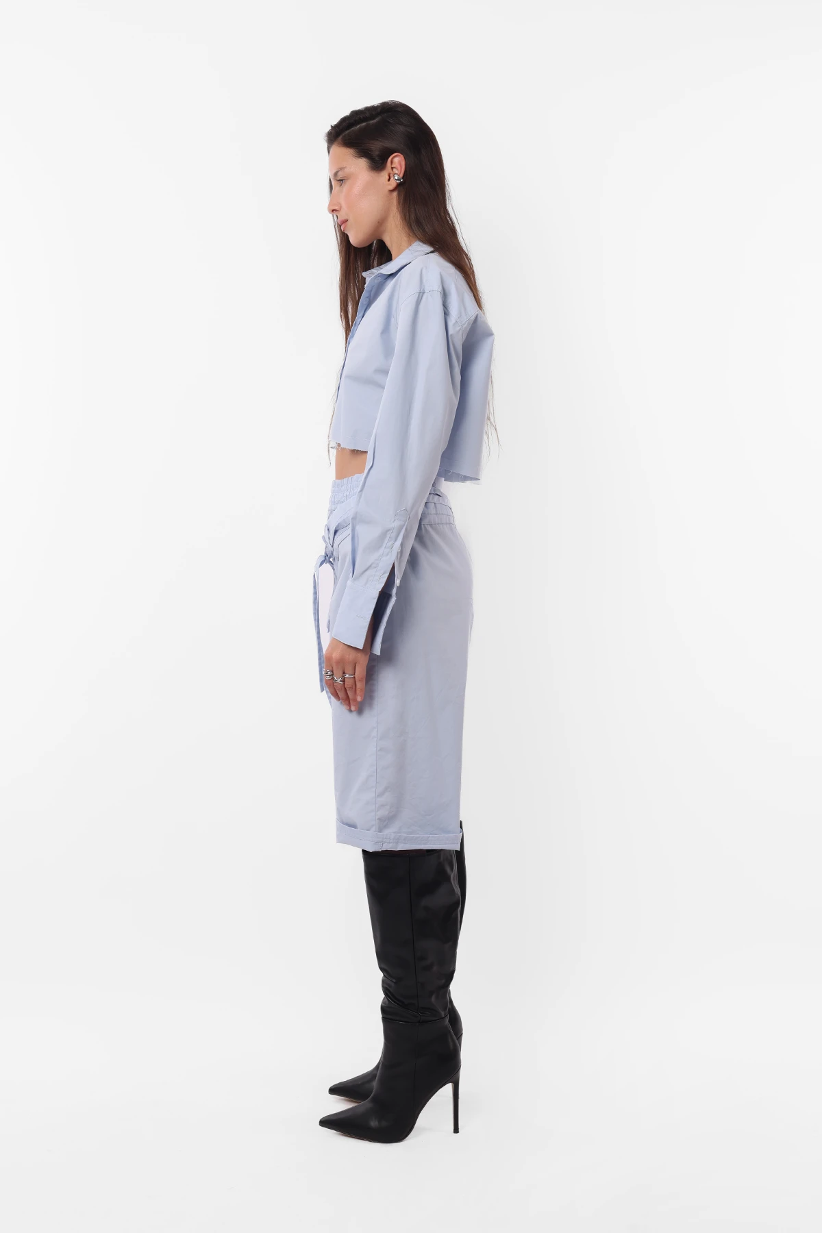 Camisa Crop Mega Celeste