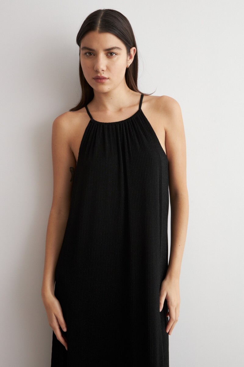 Maxi vestido lurex negro