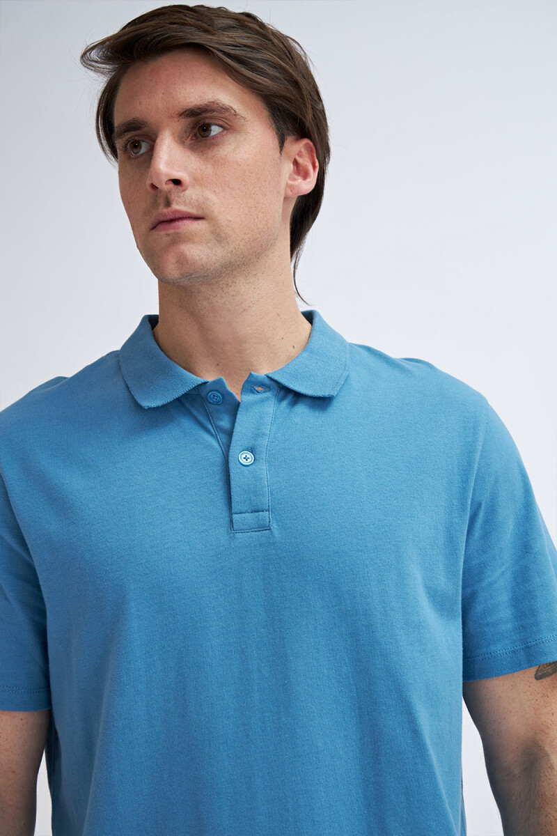 Camiseta manga corta polo Azul Piedra