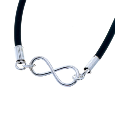 Pulsera de plata 925 y goma, INFINITO. Pulsera de plata 925 y goma, INFINITO.