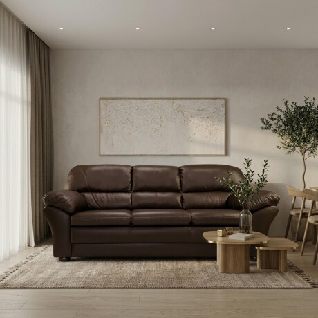 Sillon 3 cuerpos Cuero Natural Florencia Chocolate