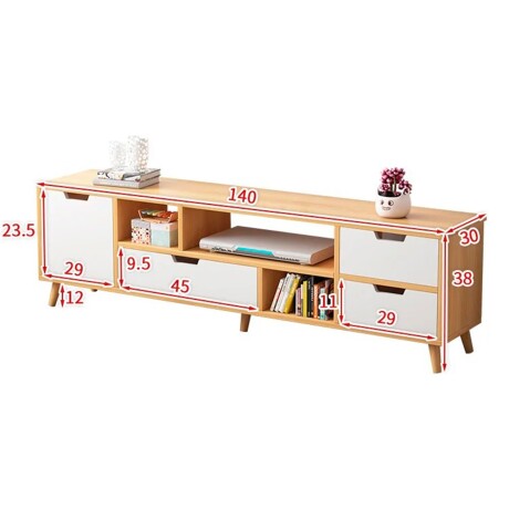 Rack TV Madera Minimalista 4 Cajones 140cm 919-13 001