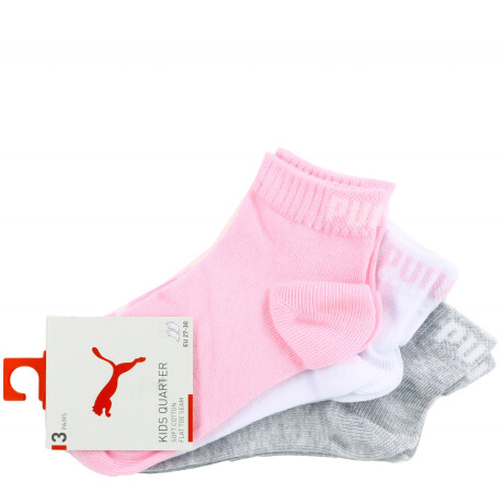 Medias de Mujer Puma x3 Quarter Rosa - Blanco - Gris