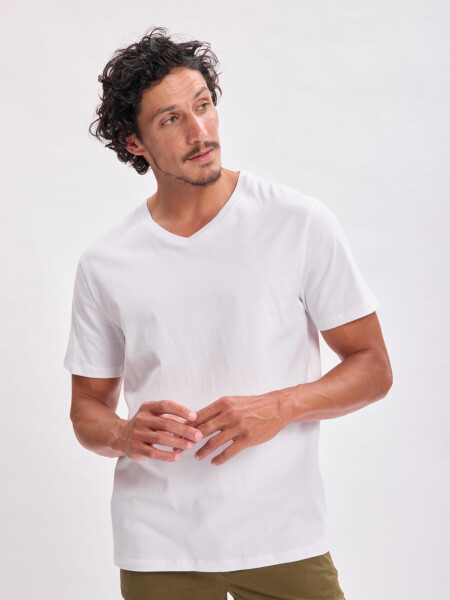 Remera manga corta cuello en v Blanca