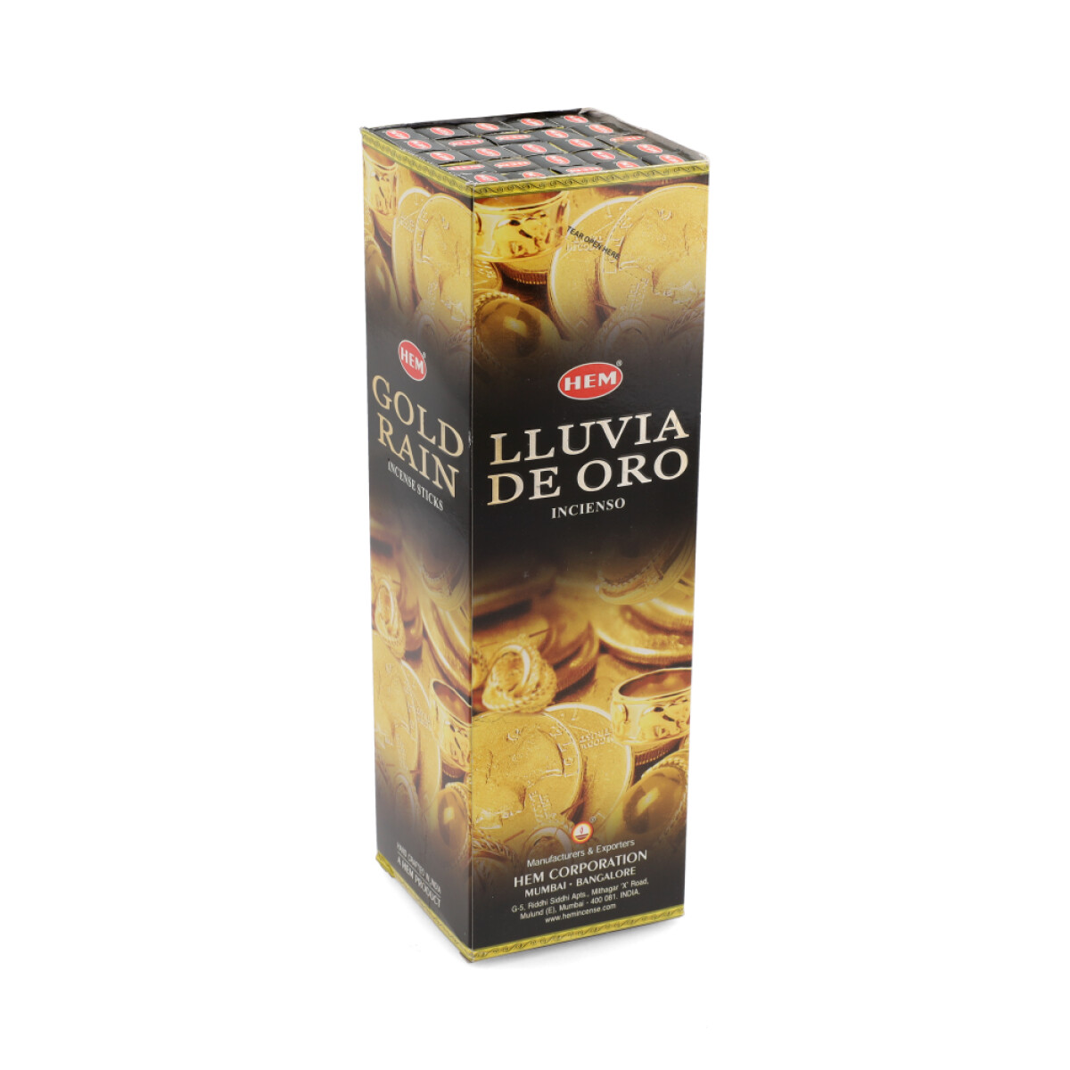 INCIENSO HEM CAJA DE CARBÓN X25 - Lluvia De Oro 