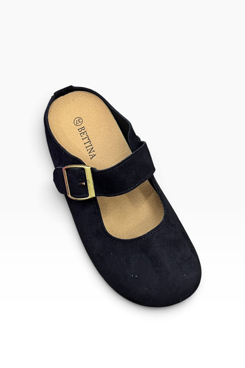 Zueco balerina con hebilla BT406 Negro