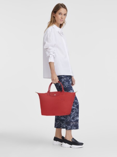 Le Pliage Green M Handbag Rojo