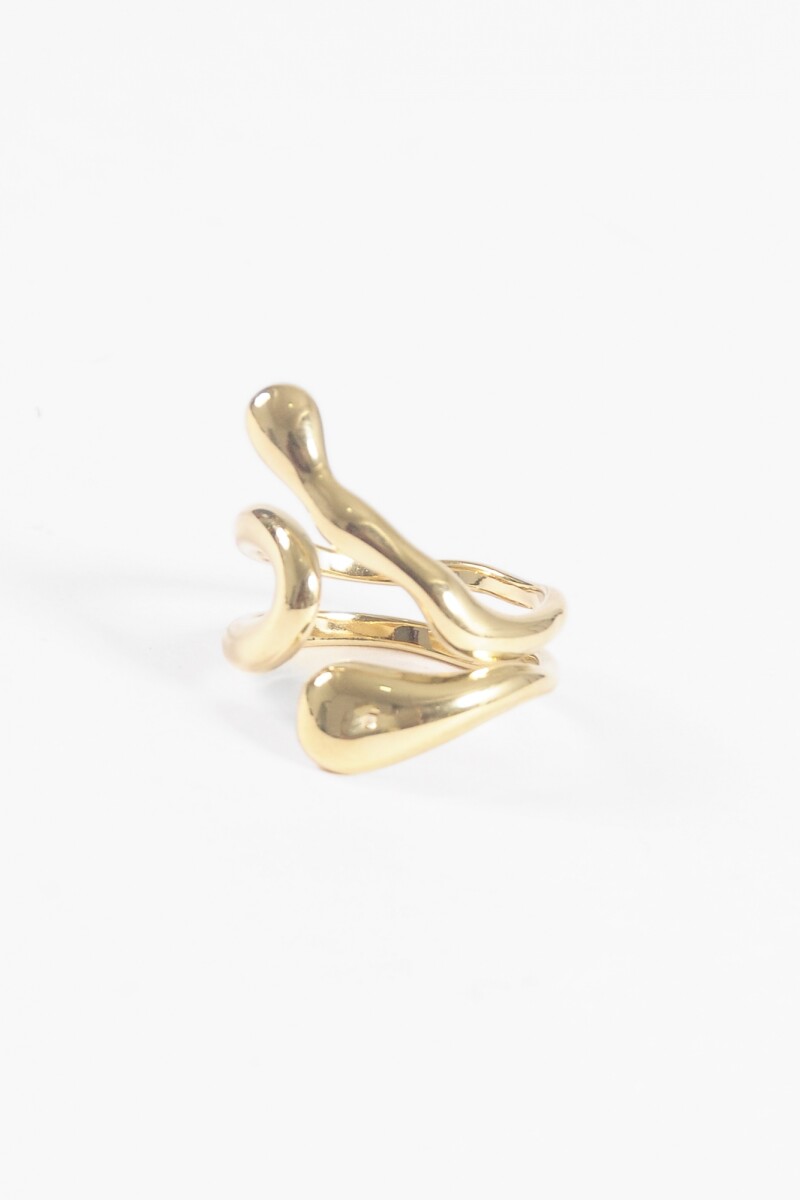 Anillo acero Wavy dorado