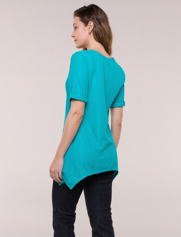 Blusa De Punto Labrado TURQUESA