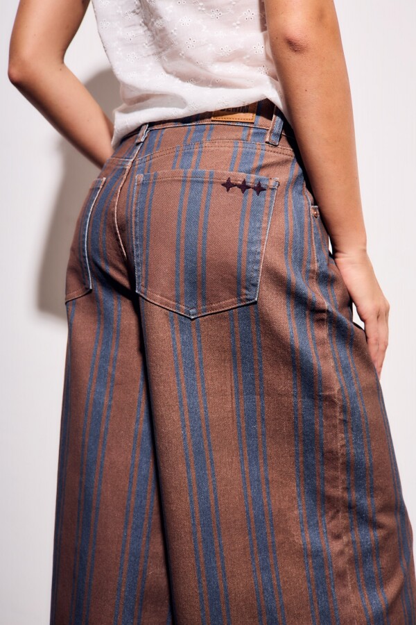 Jean Rayado Extra Wide Leg Chocolate
