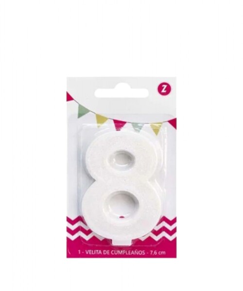 Vela grande glitter n # 8 blanco Vela grande glitter n # 8 blanco