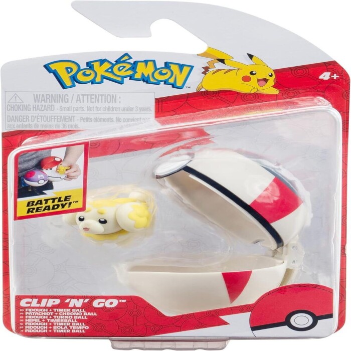 JAZWARES POKEMON CLIPNGOFIDOUGH+TIBALL única