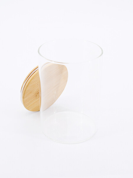 FRASCO VIDRIO TAPA BAMBOO TRANSPARENTEGenérico
