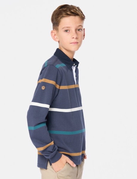REMERA POLO RAYADA Azul