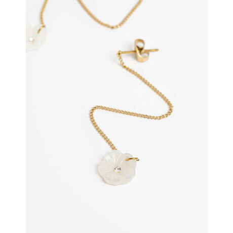 Aros Largos De Acero Con Nácar Dorado