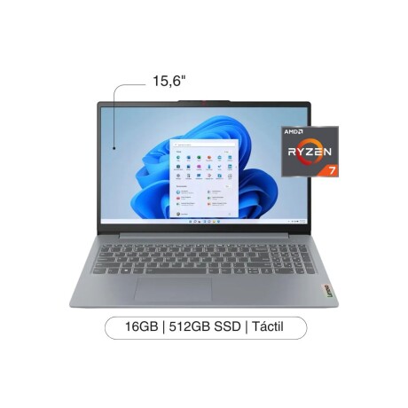 Notebook LENOVO IP Slim 3 15.6' FHD Touch 512GB / 16GB R7-5825U W11 - Gray Notebook LENOVO IP Slim 3 15.6' FHD Touch 512GB / 16GB R7-5825U W11 - Gray