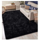 Alfombra Tapete Shaggy Peluda 100 X 150cm Pelo Alto Negro