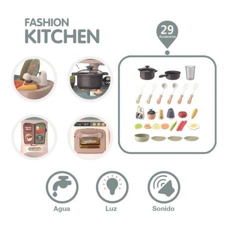 Juego de Cocina Infantil con Sonido, Luz, Agua y 29 Accesorios Azul