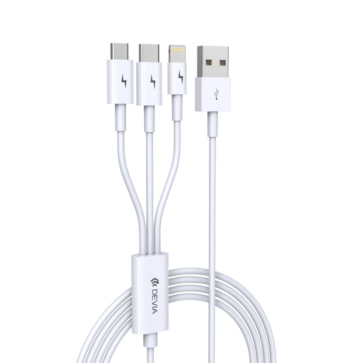 Cable 3 en 1 (lightning-micro usb-usb-c) 1.2mts devia smart series White