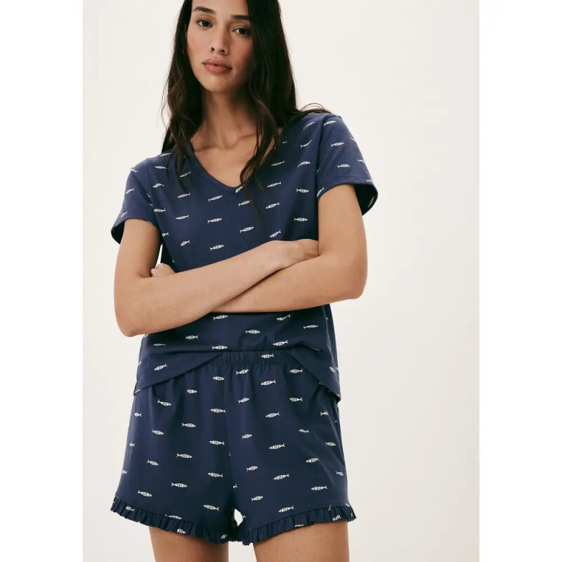 PIJAMA MM FEM AZUL ESCURO