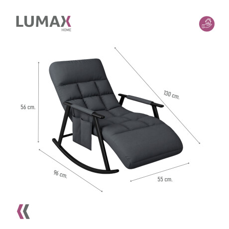 Sillón Reposera Lumax Mecedora Respaldo bolsillo Ajustable Gris
