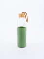BOTELLA VIDRIO CON BASE SILICONA VERDE