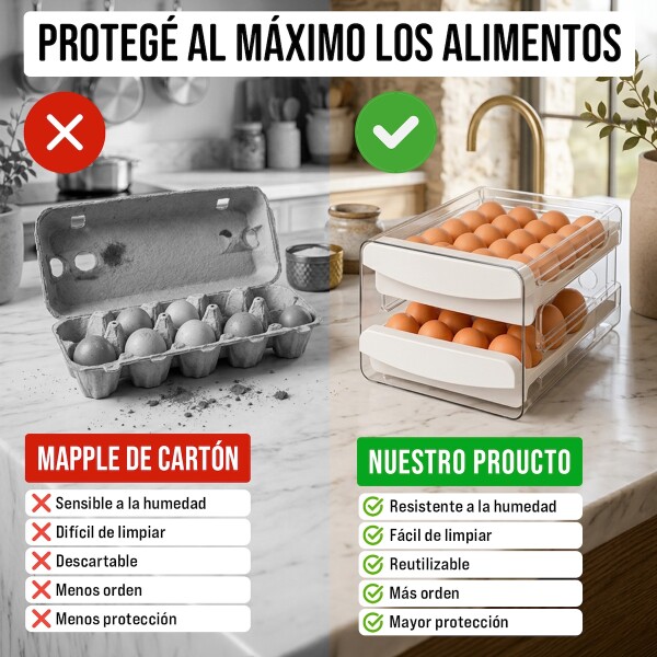 Huevera Caja Almacenamiento De Huevos Doble Capa 40 Unidades Organizador refrigerador cocina IMBACK Color Blanco Huevera Caja Almacenamiento De Huevos Doble Capa 40 Unidades Organizador refrigerador cocina IMBACK Color Blanco
