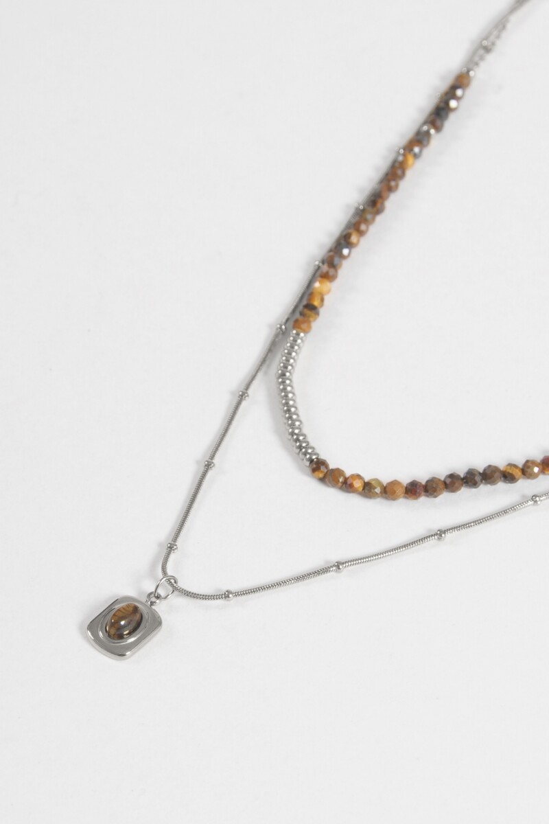 Collar acero mix plateado