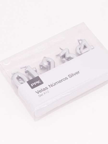 VELAS NUMEROS SILVER 10 PCS PLATEADO